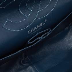 Pre Owned Chanel Teal Blue Quilted Patent Leather Classic 226 Reissue 2.55 Flap Bag
