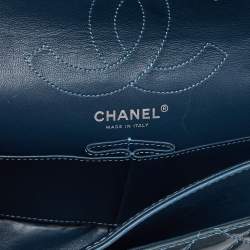 Pre Owned Chanel Teal Blue Quilted Patent Leather Classic 226 Reissue 2.55 Flap Bag