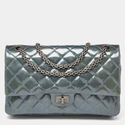 Pre Owned Chanel Teal Blue Quilted Patent Leather Classic 226 Reissue 2.55 Flap Bag