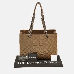 Pre Owned Chanel Bronze Textured Quilted Leather GST Tote