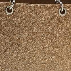 Pre Owned Chanel Bronze Textured Quilted Leather GST Tote