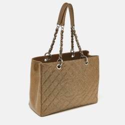 Pre Owned Chanel Bronze Textured Quilted Leather GST Tote