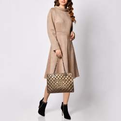 Pre Owned Chanel Bronze Textured Quilted Leather GST Tote