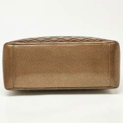 Pre Owned Chanel Bronze Textured Quilted Leather GST Tote