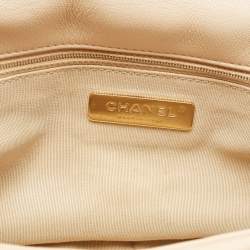 Pre Owned Chanel Beige Quilted Leather Medium 19 Flap Bag