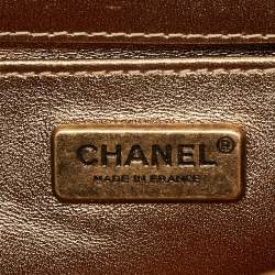 Pre Owned Chanel Metallic Gold Python and Leather Medium Boy Flap Bag