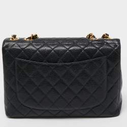 Chanel Black Quilted Caviar Leather Maxi Single Flap Bag