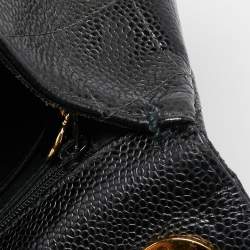 Chanel Black Quilted Caviar Leather Maxi Single Flap Bag