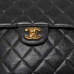 Chanel Black Quilted Caviar Leather Maxi Single Flap Bag