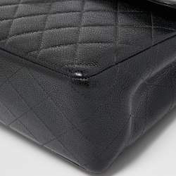 Chanel Black Quilted Caviar Leather Maxi Single Flap Bag