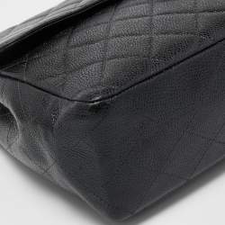Chanel Black Quilted Caviar Leather Maxi Single Flap Bag