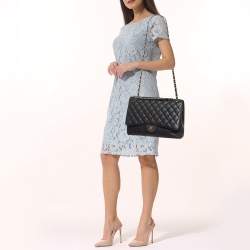 Chanel Black Quilted Caviar Leather Maxi Single Flap Bag
