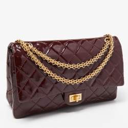 Pre Owned Chanel Red Quilted Patent Leather Classic 226 Reissue 2.55 Flap Bag