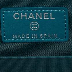 Chanel Teal Blue Caviar Leather CC Zip Coin Purse