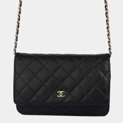 Pre Owned Chanel Black Caviar Leather Classic WOC Bag