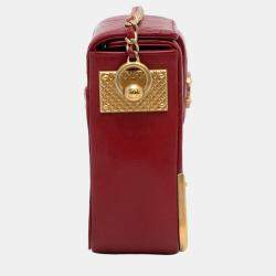 Pre Owned Chanel Red Chevron Rock The Corner Minaudiere Bag