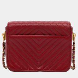 Pre Owned Chanel Red Chevron Rock The Corner Minaudiere Bag