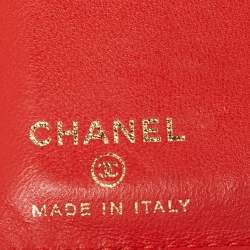 Chanel Orange Quilted Leather CC Logo Card Case