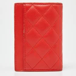 Chanel Orange Quilted Leather CC Logo Card Case