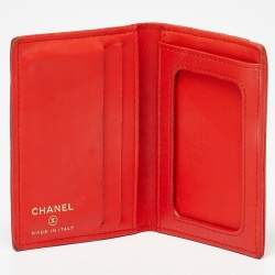 Chanel Orange Quilted Leather CC Logo Card Case