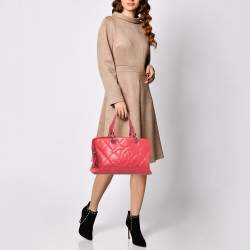 Pre Owned Chanel Pink Quilted Caviar Leather CC Timeless Soft Shopper Tote