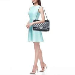 Pre Owned Chanel Black Quilted Caviar Leather Maxi Classic Double Flap Bag