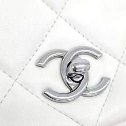 Chanel White Leather Flap Chain Shoulder Bag