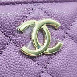 Pre Owned Chanel Purple Leather Vanity Top Handle Crossbody Bag