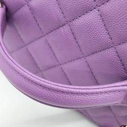 Pre Owned Chanel Purple Leather Vanity Top Handle Crossbody Bag