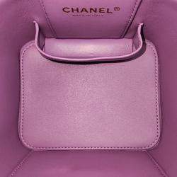 Pre Owned Chanel Purple Leather Vanity Top Handle Crossbody Bag