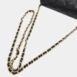 Chanel Black Lambskin Leather Chain Crossbody Bag