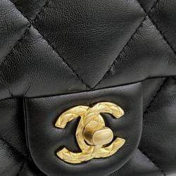 Chanel Black Lambskin Leather Chain Crossbody Bag