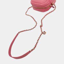 Chanel Pink Leather Chain Crossbody Bag