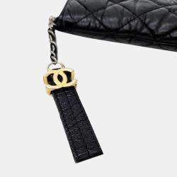 Chanel Black Leather Gabrielle Medium Clutch Bag