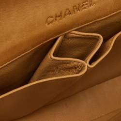 Pre Owned Chanel Tan Cube Quilted Leather East West Flap Bag