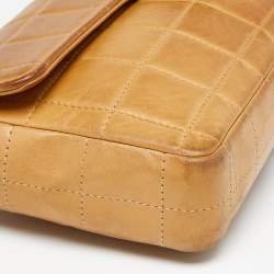 Pre Owned Chanel Tan Cube Quilted Leather East West Flap Bag