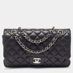 Pre Owned Chanel Black Quilted Leather Small CC Turnlock Full Double Flap Bag