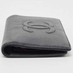 Pre Owned Chanel Navy Blue Leather CC Timeless Wallet
