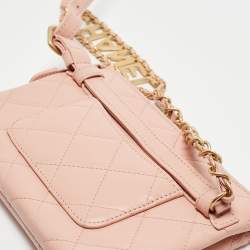 Pre Owned Chanel Light Pink Quilted Leather Logo Strap Belt Bag