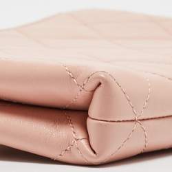 Pre Owned Chanel Light Pink Quilted Leather Logo Strap Belt Bag