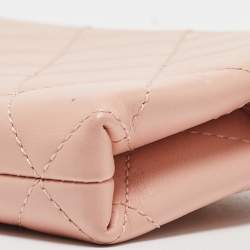 Pre Owned Chanel Light Pink Quilted Leather Logo Strap Belt Bag