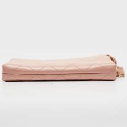 Pre Owned Chanel Light Pink Quilted Leather Logo Strap Belt Bag