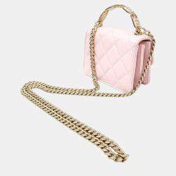 Pre Owned Chanel Lambskin Coco Top Handle Mini Crossbody Bag