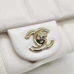 Chanel White Leather Mini Cube Chain Shoulder Bag