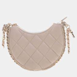 Chanel Light Beige Leather Mini Hobo Bag