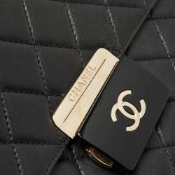Pre Owned Chanel Black Quilted Leather Beauty Lock Flap Bag