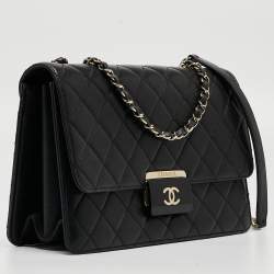 Pre Owned Chanel Black Quilted Leather Beauty Lock Flap Bag