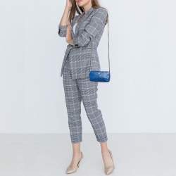 Pre Owned Chanel Blue Python Double Zip Chain Clutch
