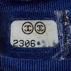 Pre Owned Chanel Blue Python Double Zip Chain Clutch