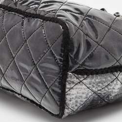 Pre Owned Chanel Grey Quilted Vinyl and Tweed Funny Patchwork Tote